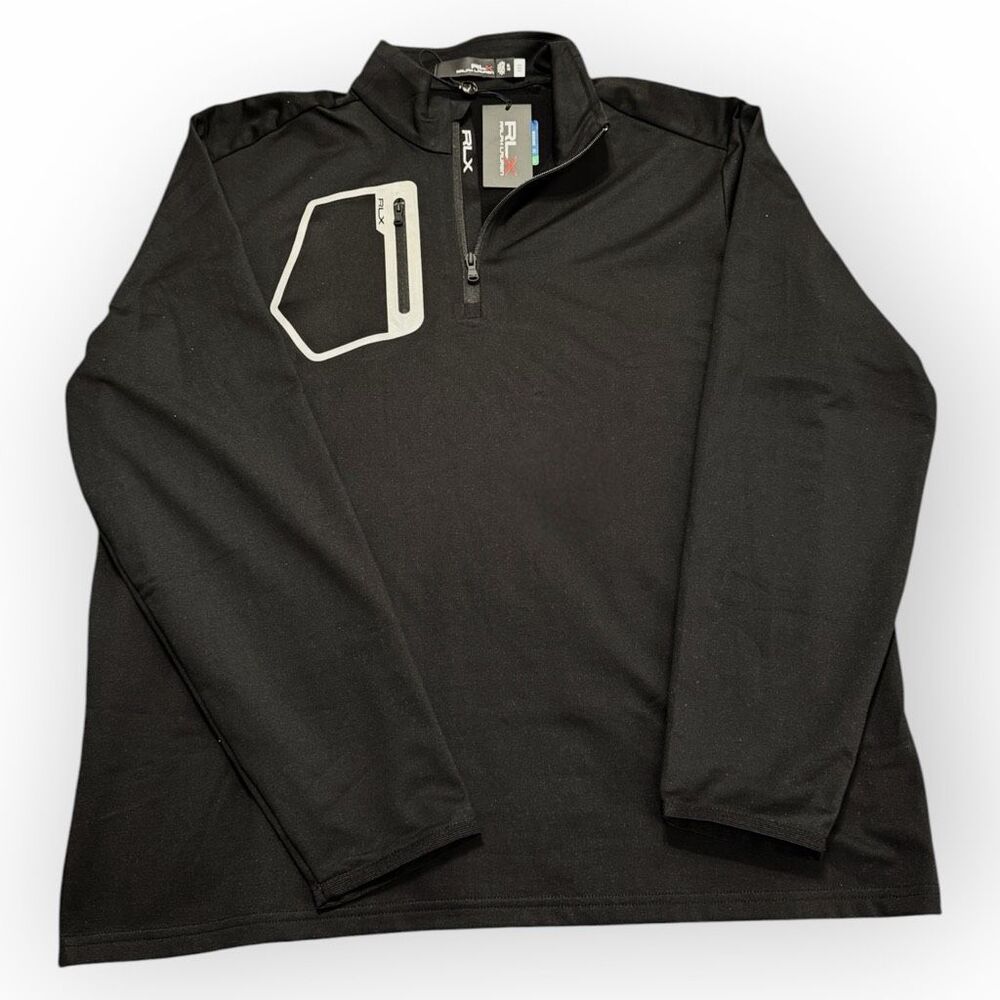 RLX Ralph Lauren Luxury Golf Performance Pullover Black 1/4 Zip Jersey size XL
